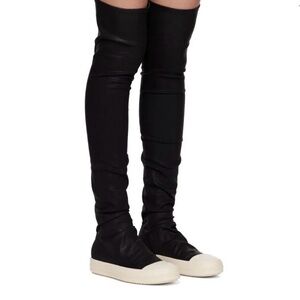 Rick Owens Black and White Over-the-Knee Boots